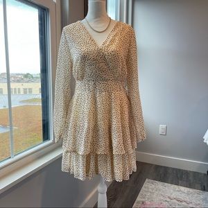 Japna Cream & Brown Polka Dot Dress